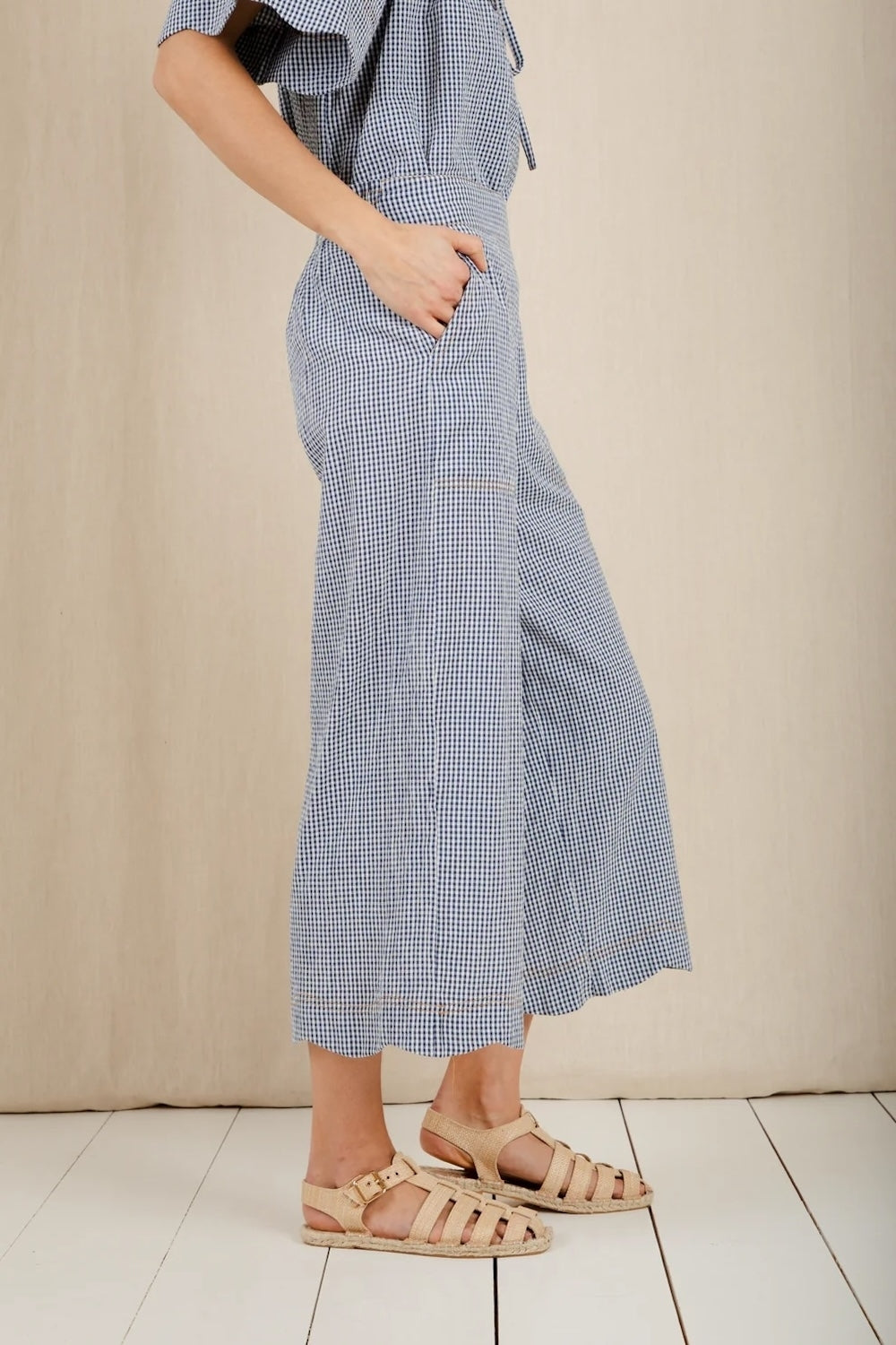 Aide Trouser in Navy Gingham