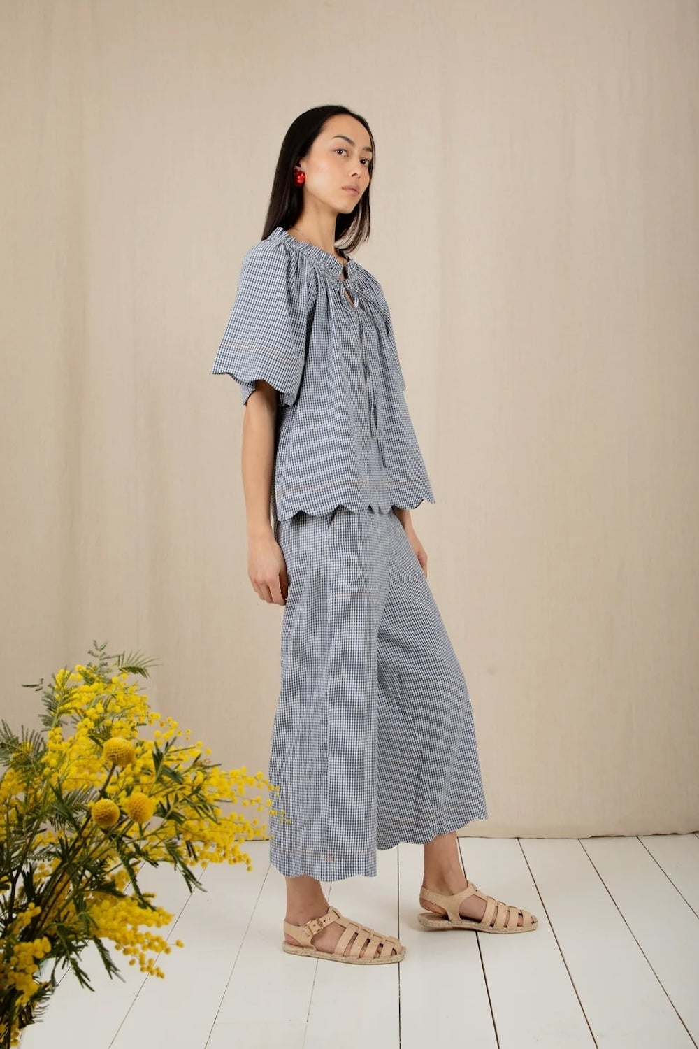 Aide Trouser in Navy Gingham