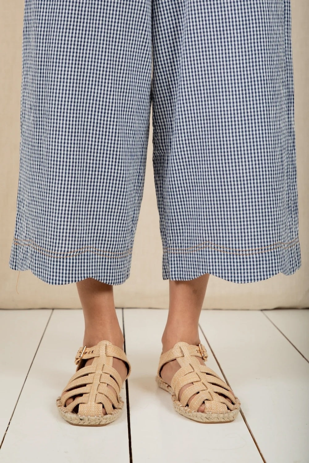 Aide Trouser in Navy Gingham