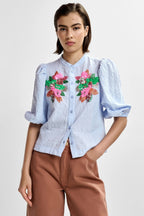 Jaiden Embellished Shirt in Blue
