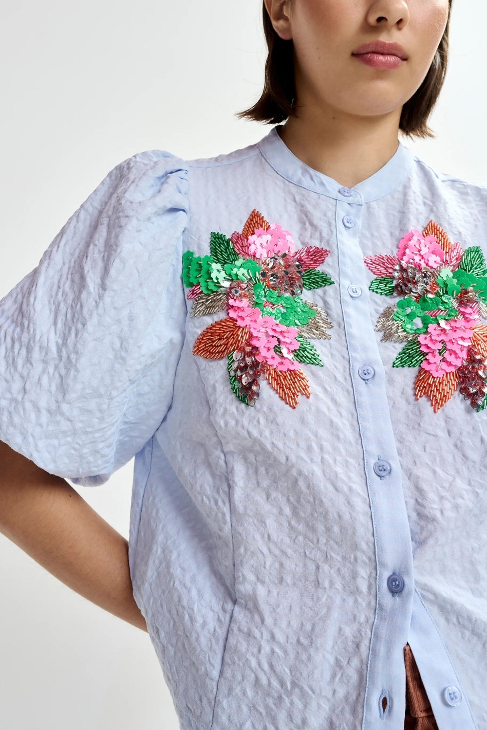 Jaiden Embellished Shirt in Blue