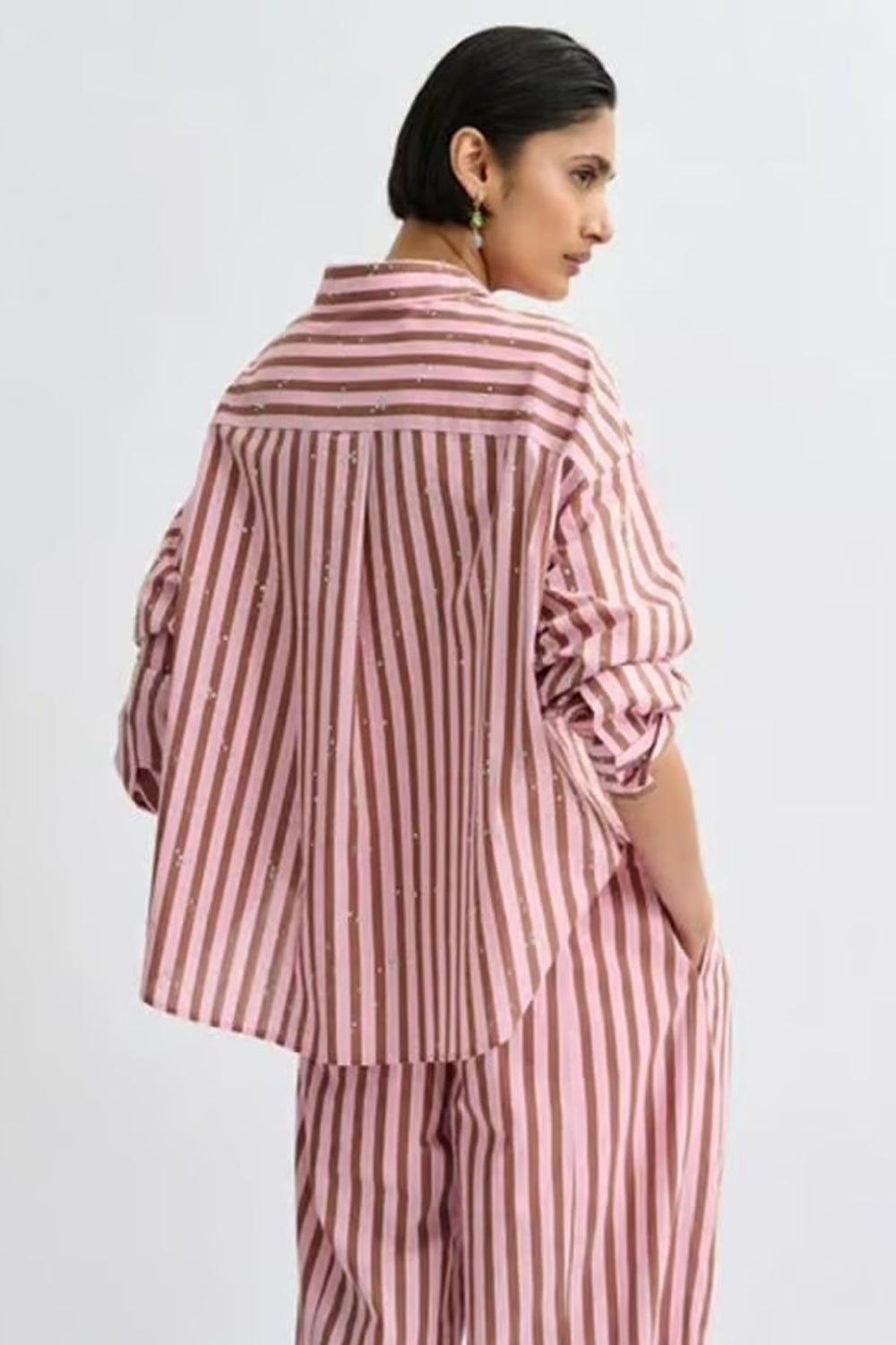 Jelief Rhinestone Shirt in Brown/Pink