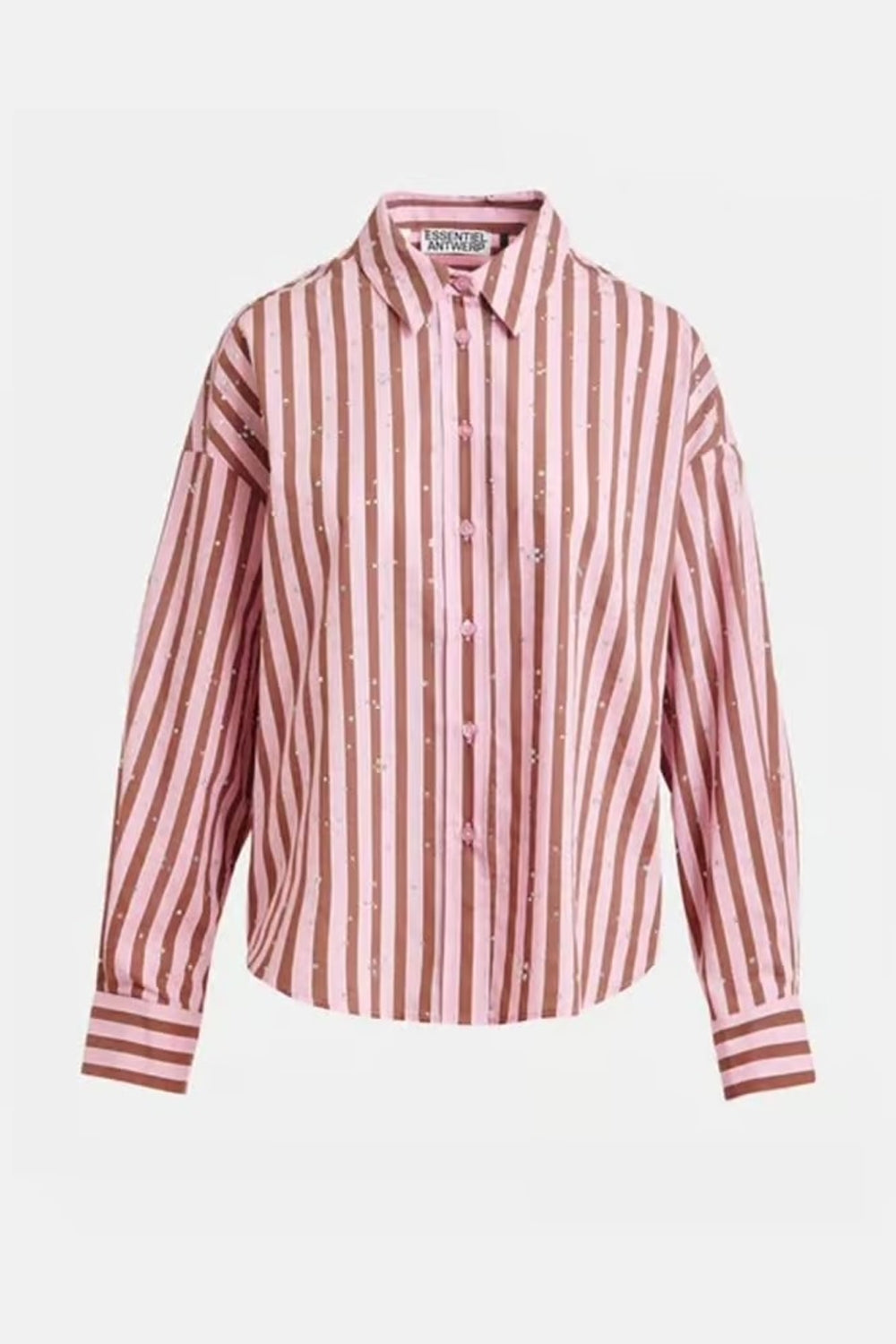 Jelief Rhinestone Shirt in Brown/Pink