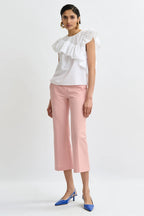 Joojoo Asymmetrical Ruffle Top in White