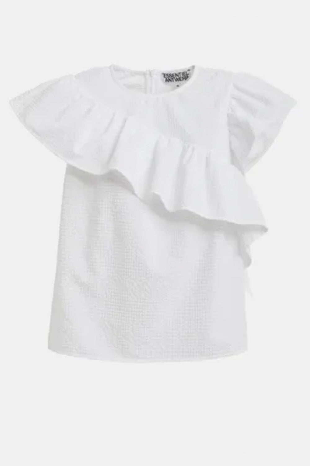 Joojoo Asymmetrical Ruffle Top in White