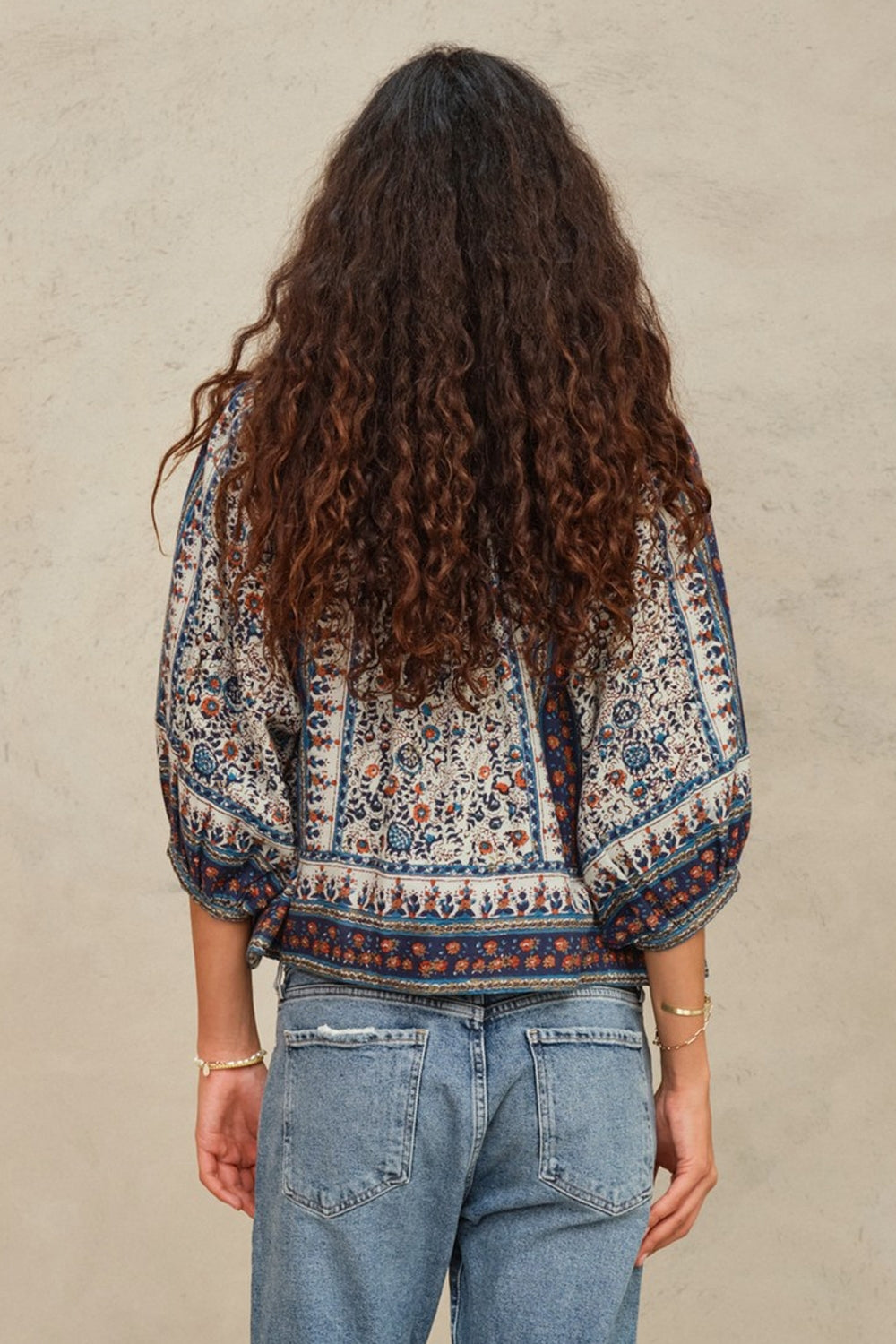 Cass Print Jacket in Indigo/Rust