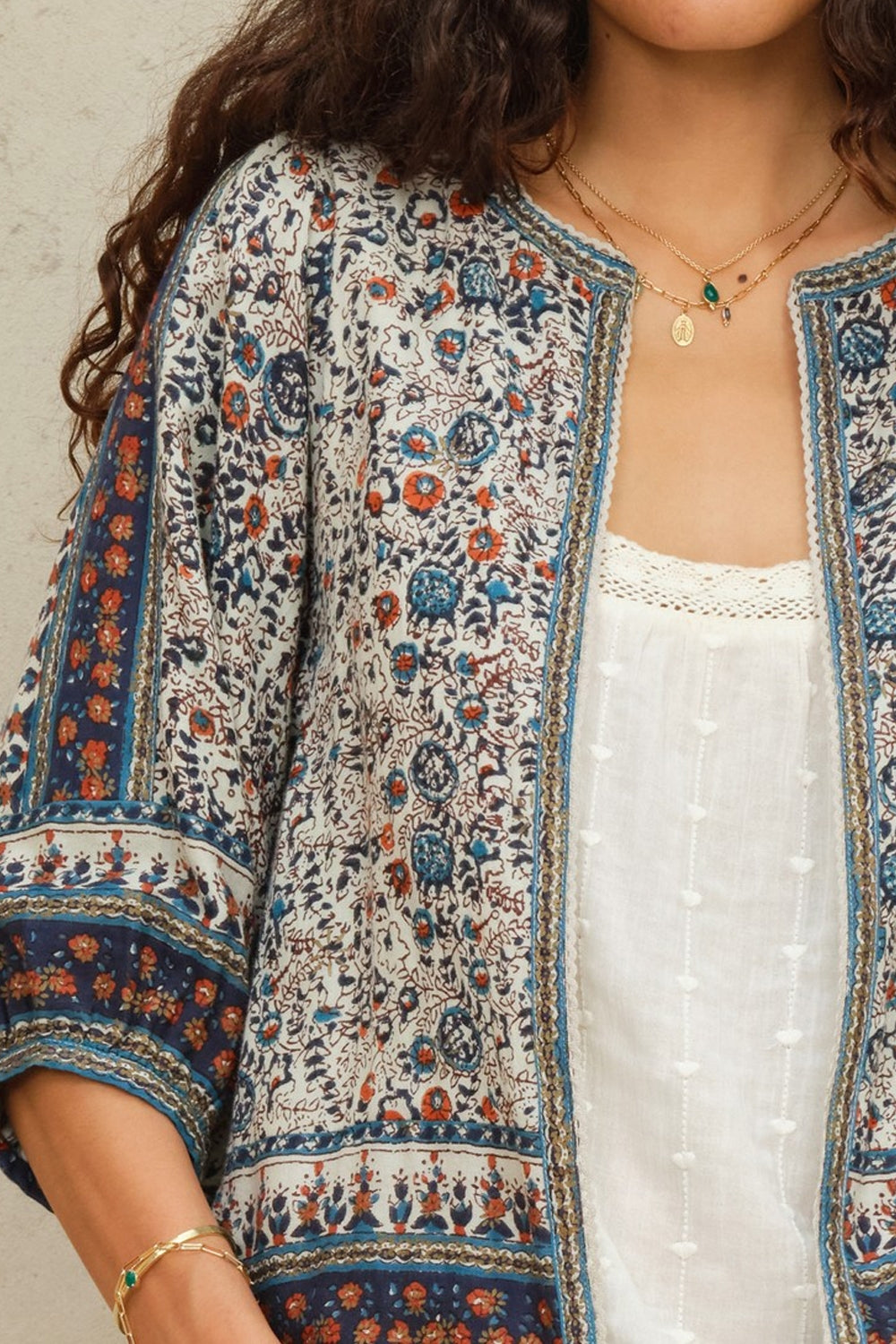Cass Print Jacket in Indigo/Rust
