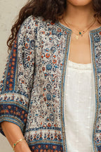 Cass Print Jacket in Indigo/Rust