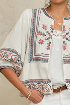 Calista Embroidered Jacket in Ecru/Multi