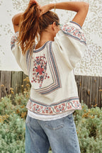 Calista Embroidered Jacket in Ecru/Multi