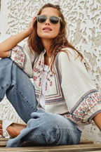 Calista Embroidered Jacket in Ecru/Multi