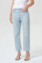 90s Crop Mid Rise Loose Straight Jean in Distraction
