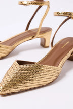 Givia 40 Heel in Cracked Metallic Gold