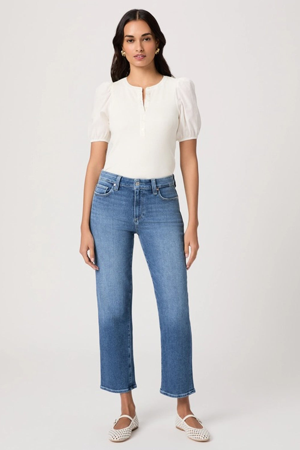 Mason Mid Rise Straight Leg Ankle Length Jean in Monaco Mist