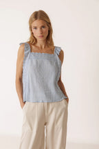 Strappy Lace Top in Sky