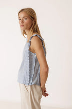 Strappy Lace Top in Sky