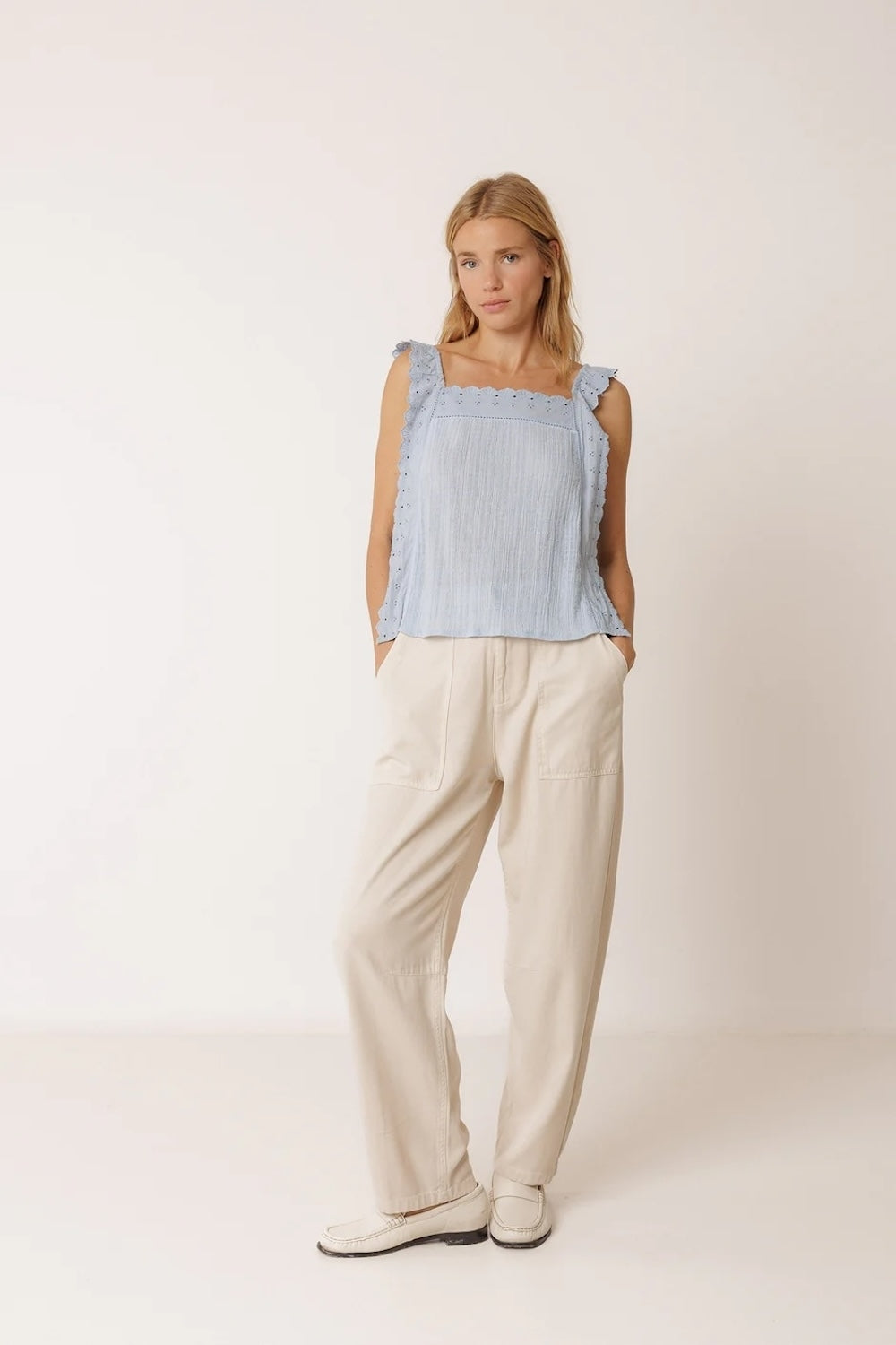 Strappy Lace Top in Sky