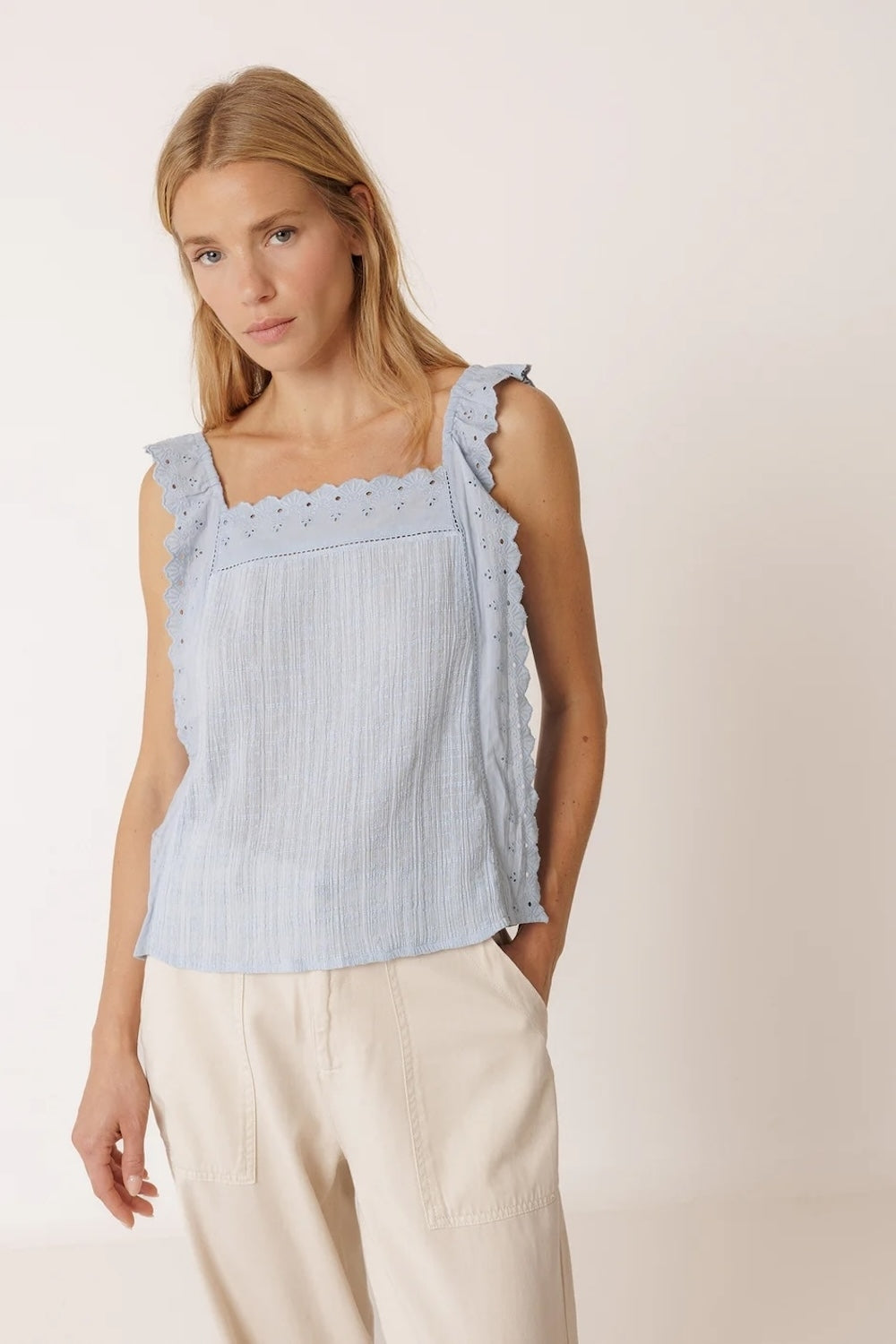 Strappy Lace Top in Sky