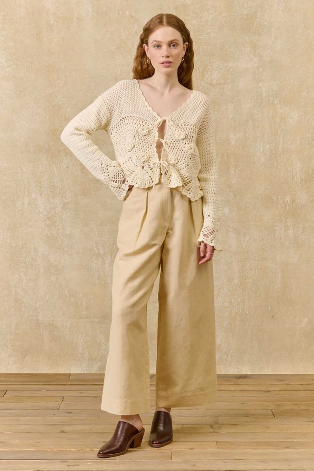 Molya Crochet Cardigan in Cream