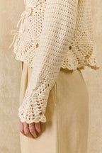 Molya Crochet Cardigan in Cream