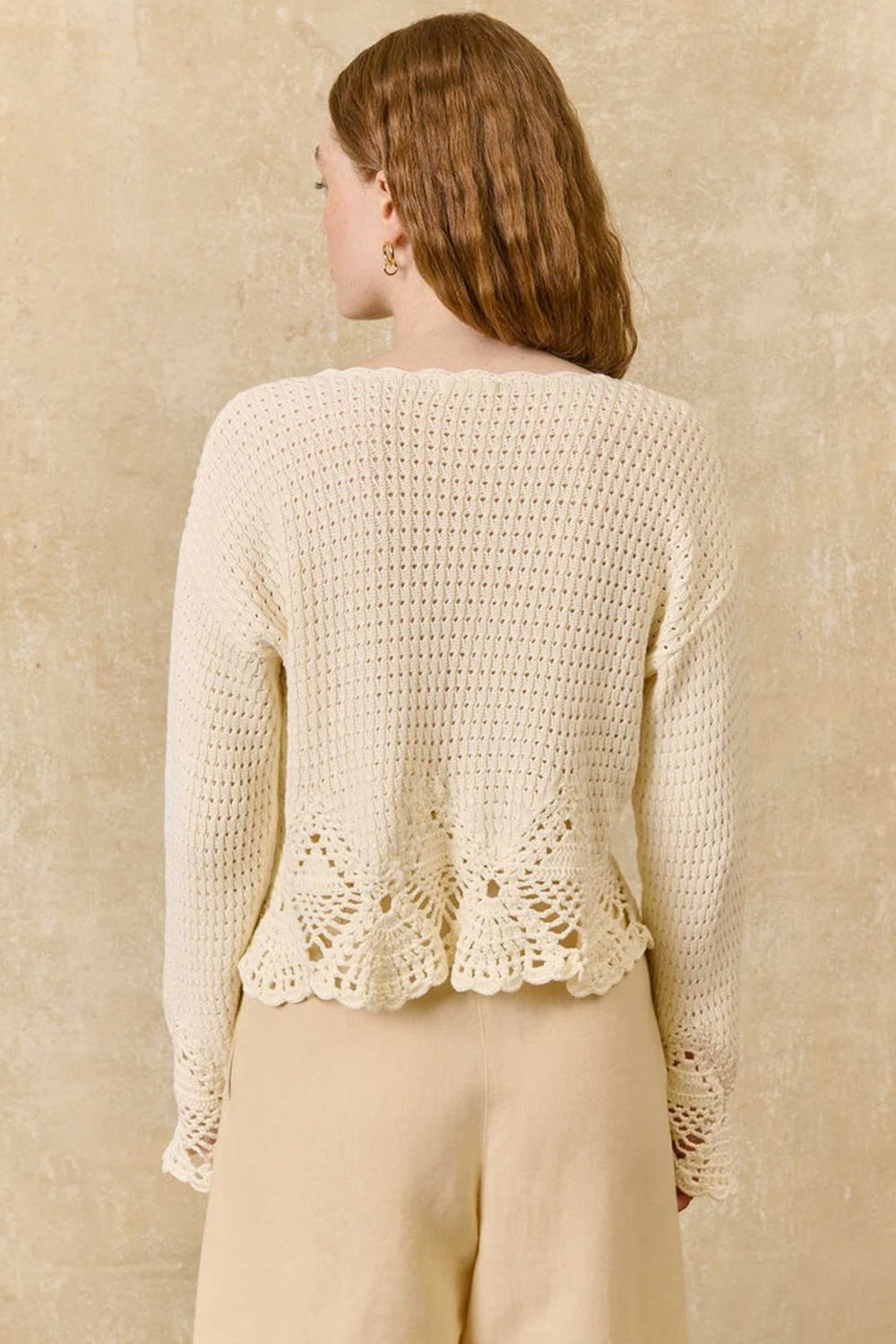 Molya Crochet Cardigan in Cream