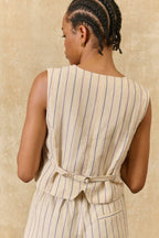 Franckie Waistcoat in Navy Purple Stripes