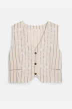 Franckie Waistcoat in Navy Purple Stripes
