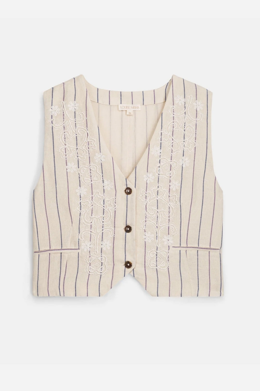 Franckie Waistcoat in Navy Purple Stripes