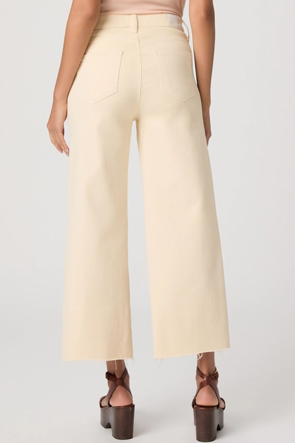 Anessa High Rise Ankle Length Wide Leg Jean with Twisted Outseam in Butter Yellow