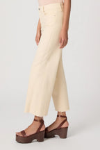 Anessa High Rise Ankle Length Wide Leg Jean with Twisted Outseam in Butter Yellow