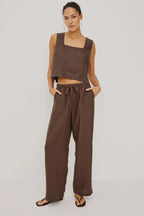 Emmie Linen Trousers in Espresso