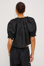 Lizbeth Linen Top in Black