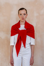 Large Merino Wool Triangle Scarf in Red