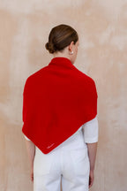 Large Merino Wool Triangle Scarf in Red