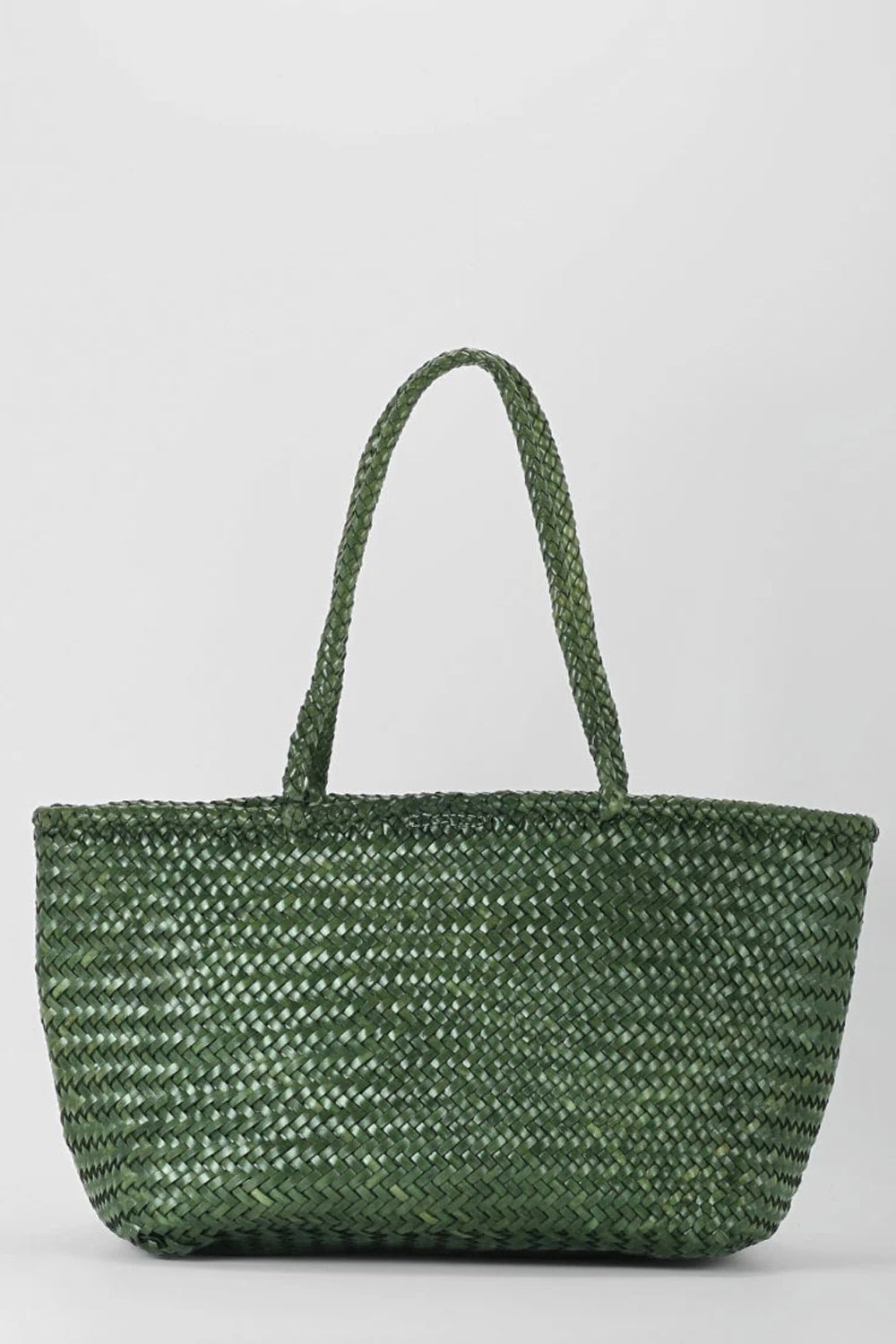 Amora Woven Leather Shoulder Bag in Slate Green