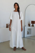 Charlotte Linen Dress in Ivory
