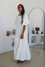 Charlotte Linen Dress in Ivory
