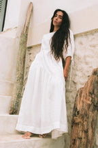 Charlotte Linen Dress in Ivory