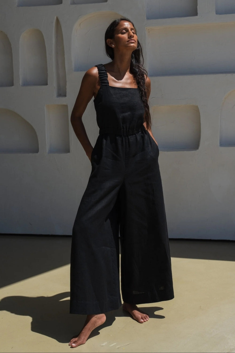 Keely Linen Jumpsuit in Black