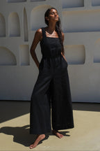 Keely Linen Jumpsuit in Black
