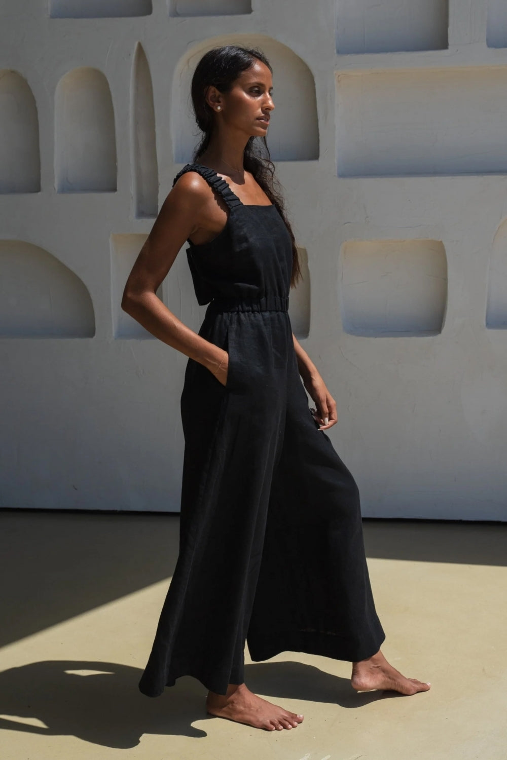 Keely Linen Jumpsuit in Black