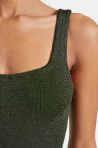 Square Neck Swimsuit in Metallic Khaki