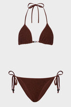 Gina Beaded Bikini in Metallic Chocolate