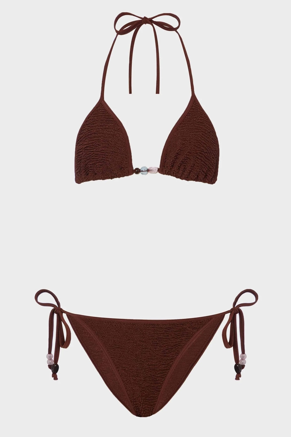 Gina Beaded Bikini in Metallic Chocolate
