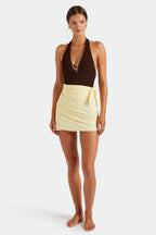 Adriana Beaded Swimsuit in Metallic Chocolate