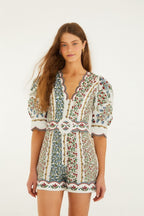 Fruit Beauty Cutout Romper in Off White