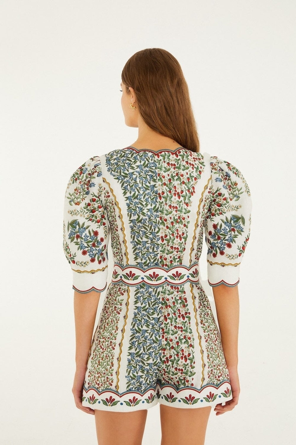 Fruit Beauty Cutout Romper in Off White