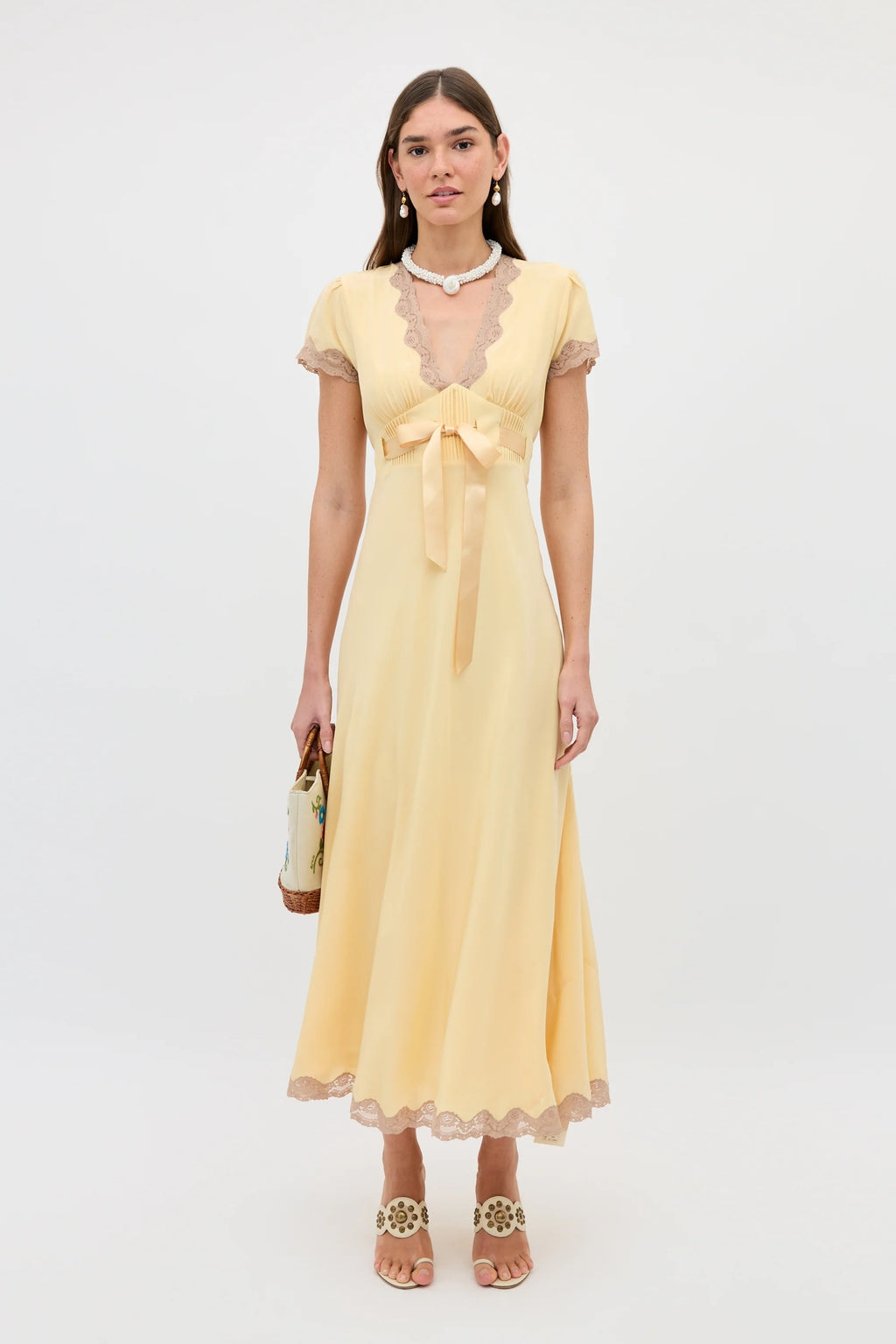 Marlice Silk Dress in Butter Yellow
