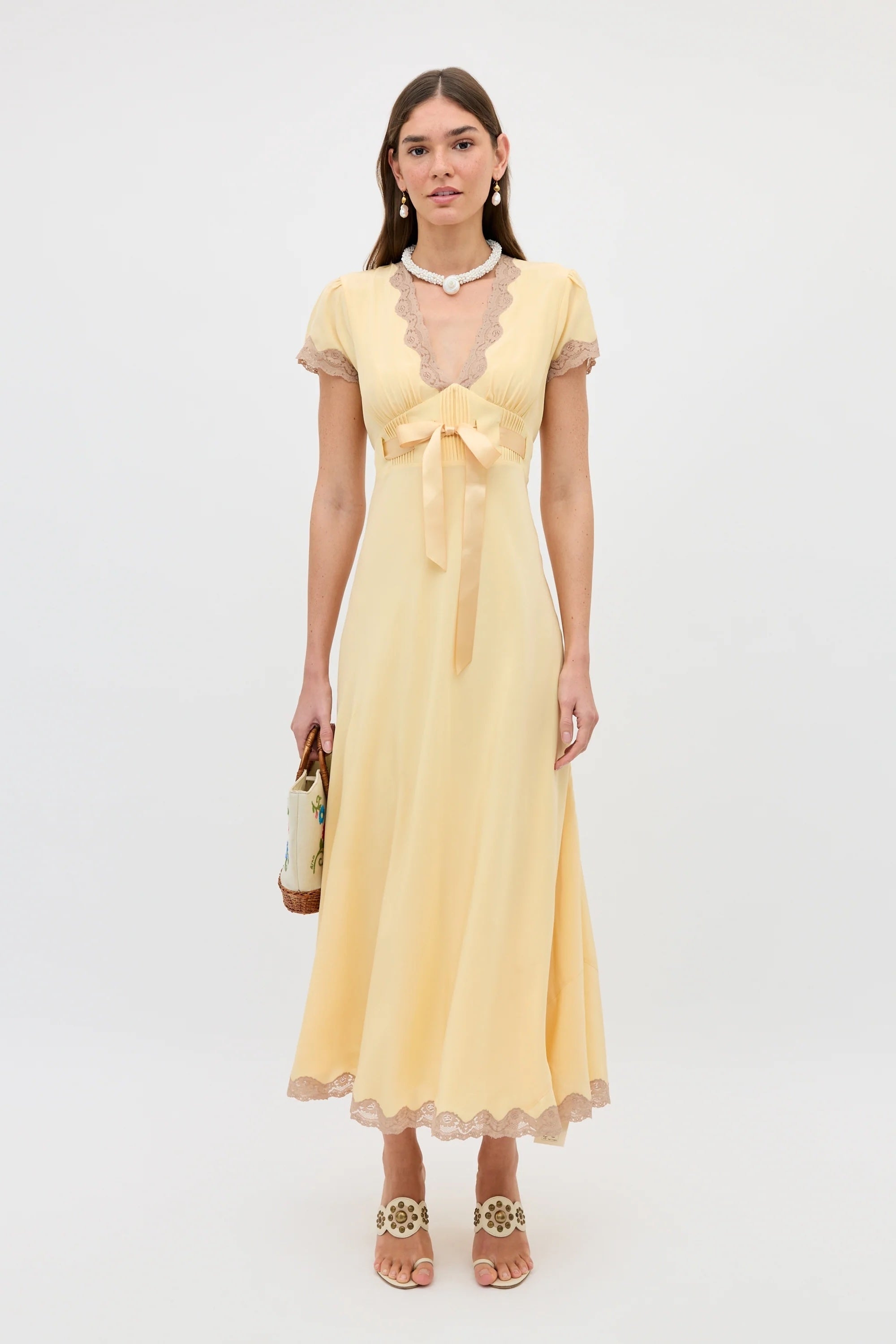 Marlice Silk Dress in Butter Yellow