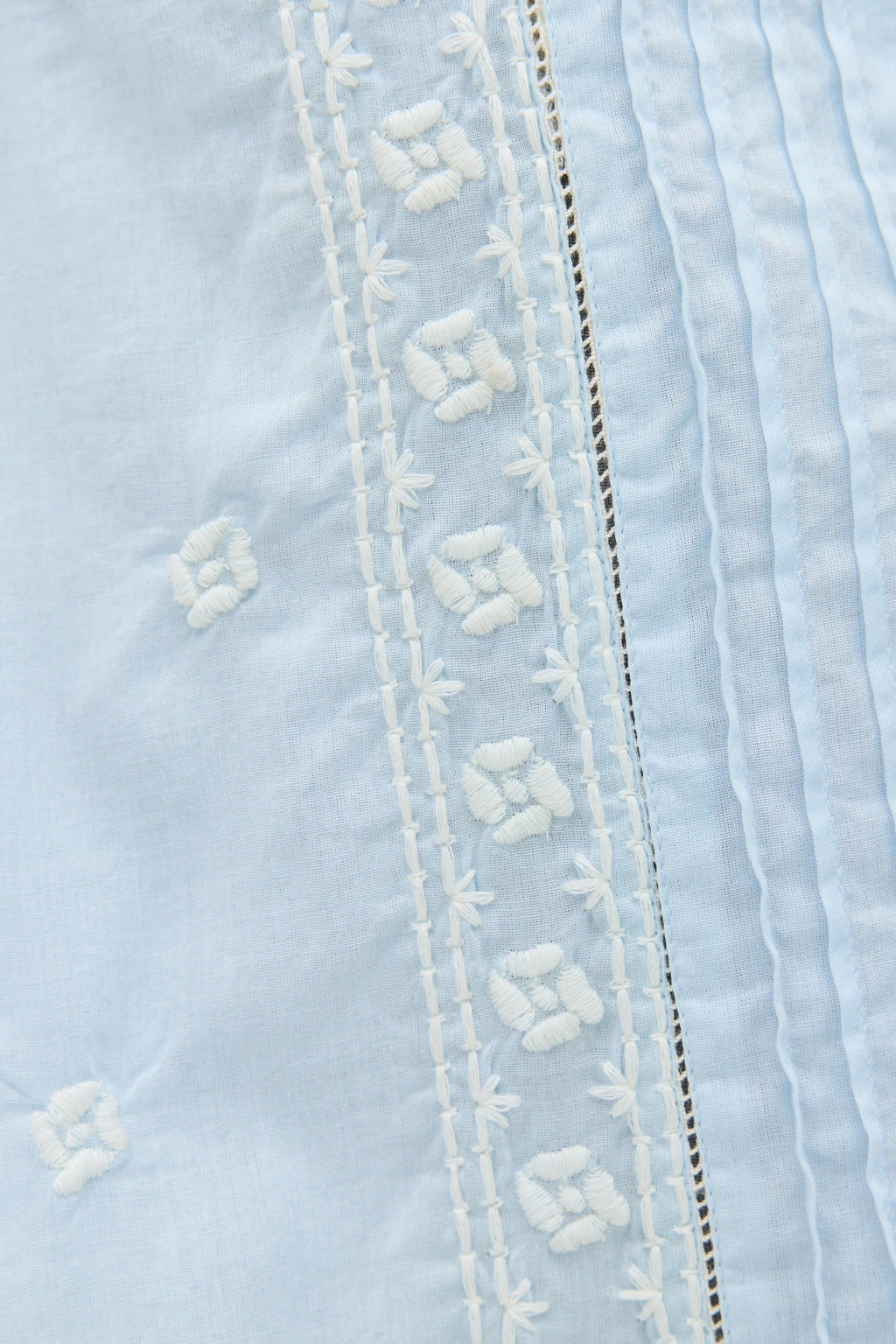Edina Dress in Mira Embroidery Powder Blue